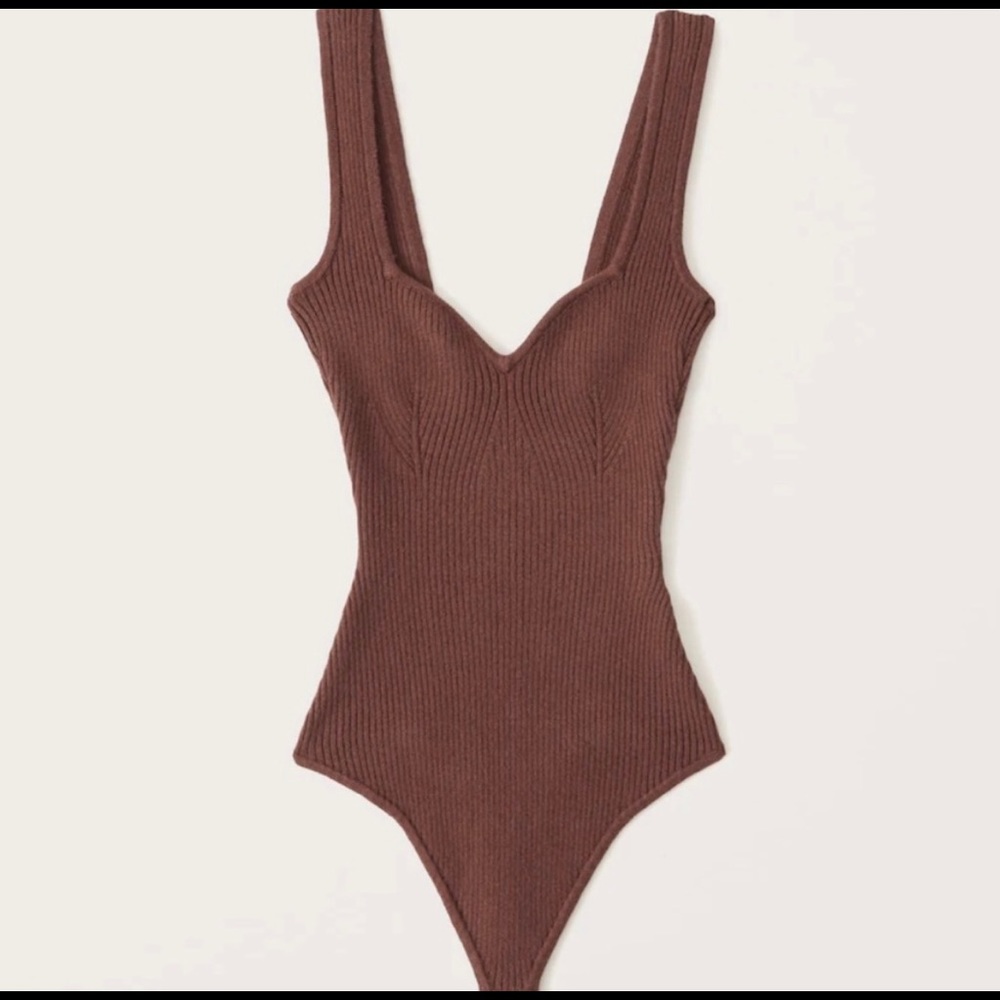 Abercrombie & Fitch Elevated Ribbed Knit Sweetheart Bodysuit SZ XS